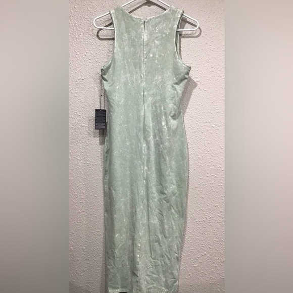 Forever 21 Green Acid Wash Midi Tank Dress Size L Sleeveless Bodycon Casual Y2K - Picture 4 of 5